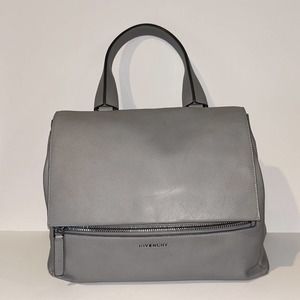 GIVENCHY Grey Pebbled Leather Pandora Bag